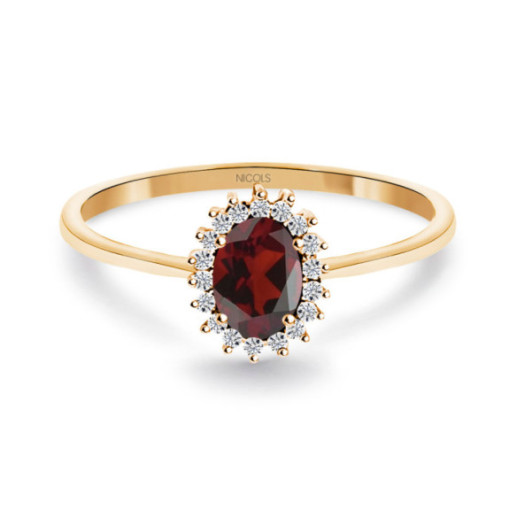 Anillo Granate y Diamantes Oro Rosa Candy - Anillos Otras Piedras Preciosas