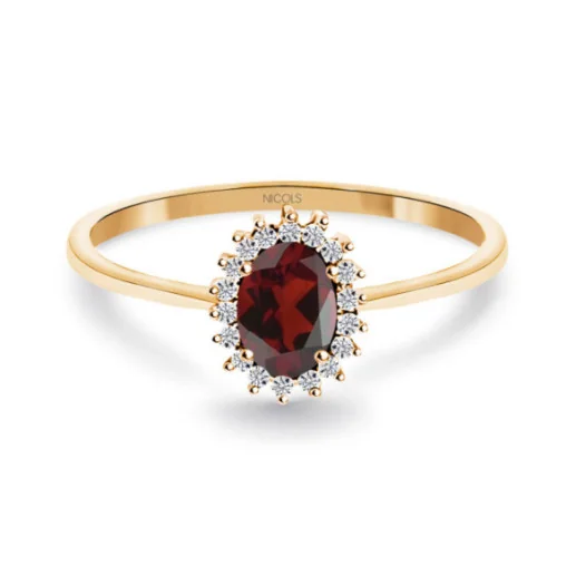 Anillo Granate y Diamantes Oro Rosa Candy - Anillos Otras Piedras Preciosas
