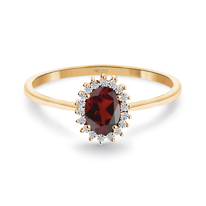 Anillo Granate y Diamantes Oro Rosa Candy - Anillos Otras Piedras Preciosas