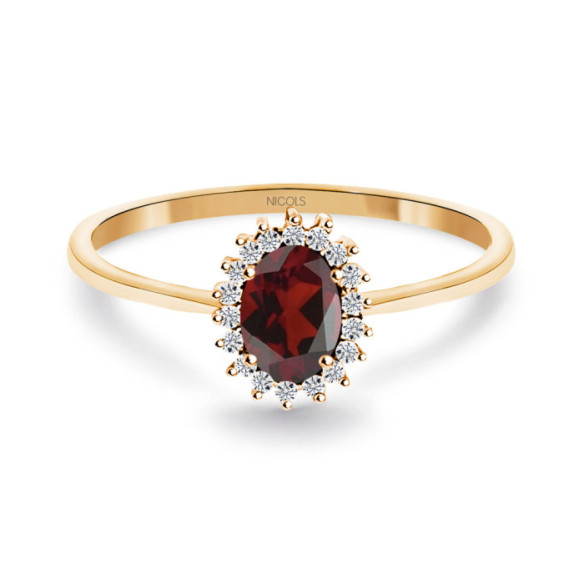 Anillo Granate y Diamantes Oro Rosa Candy - Anillos Otras Piedras Preciosas