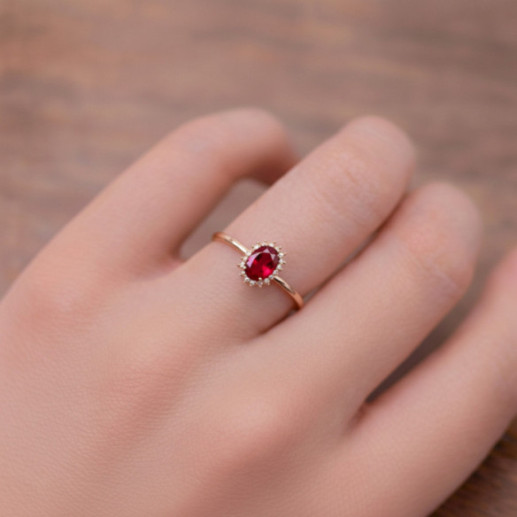 Anillo Granate y Diamantes Oro Rosa Candy - Bagues Autres pierres précieuses 2