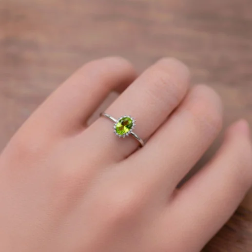 Anillo Peridoto y Diamantes Oro Blanco Candy - Anillos Otras Piedras Preciosas 2
