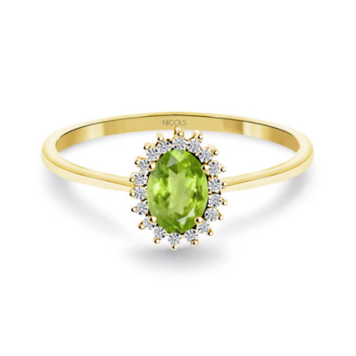 Candy Yellow Gold Peridot and Diamond Ring - Rings other precious stones
