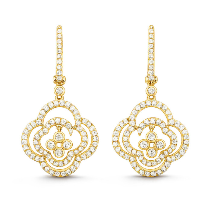 Pendientes Oro Flor Arabesq - largos