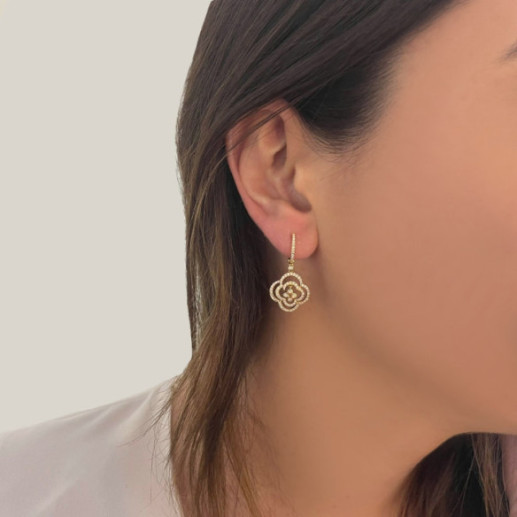 Gold flower earrings ARABESQ - largos 2