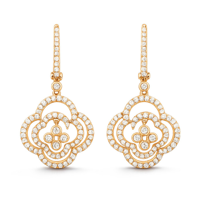 Pendientes Oro Flor Arabesq - largos
