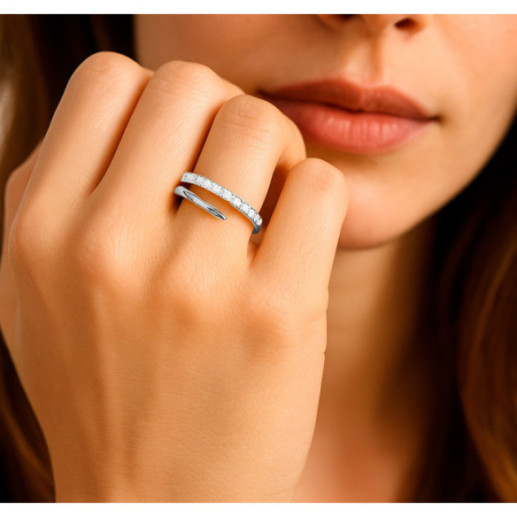 Anillo Snake oro blanco 18k con diamantes 0.10ct - Talla Brillante 2