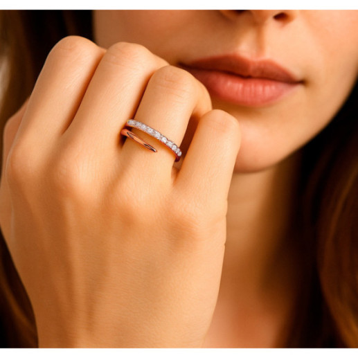 Anillo Snake oro rosa 18k con diamantes 0.10ct - Anillos de Diamantes 2