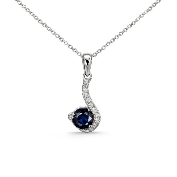 Colgante Zafiro y Diamantes Oro Blanco Harmonie - Blaue Steine Anhänger