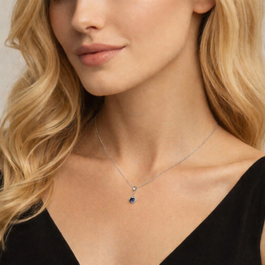 Colgante Zafiro y Diamantes Oro Blanco Harmonie - Blaue Steine Anhänger 2