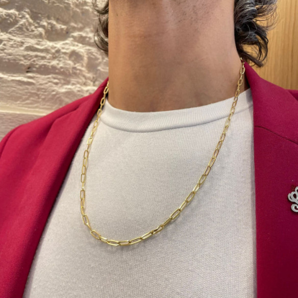 Cadena Oro Amarillo Plana 3.0X9.0Mm 60Cm - Cadenas de Oro Hombre