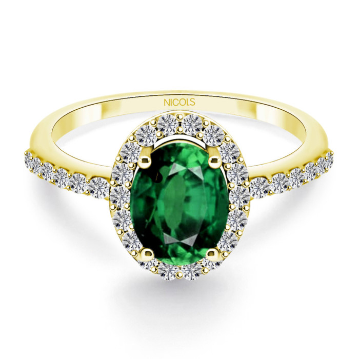 Anillo Esmeralda y Diamantes Oro Amarillo Dalia Sunset - Anillos de Esmeralda