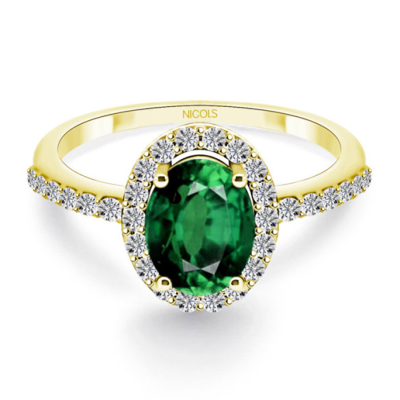 Anillo Esmeralda y Diamantes Oro Amarillo Dalia Sunset - Anillos de Esmeralda