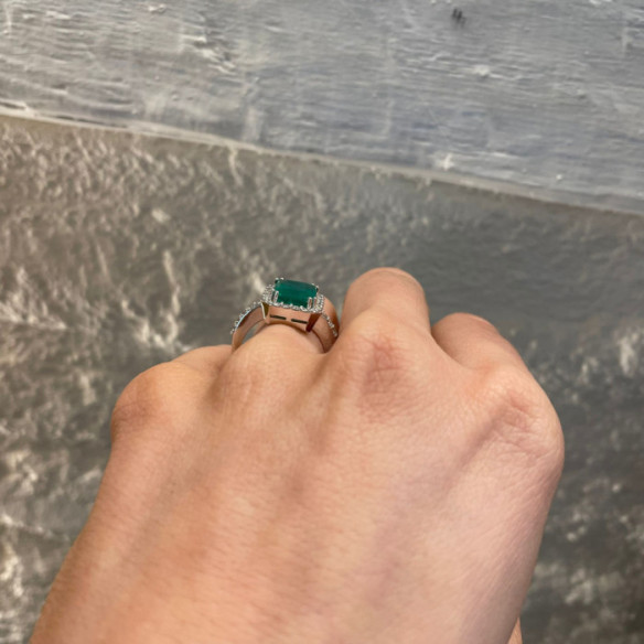 Anillo Esmeralda Sunset Rectangle 3.88Ct Oro Blanco - Anillos Compromiso Aniversario