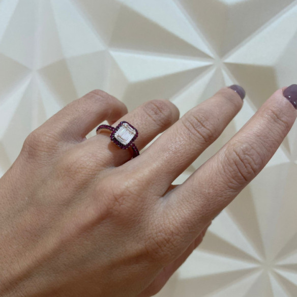 Ruby and Diamond Ring, Black Rhodium, Rose Gold Pavé - Ruby Rings