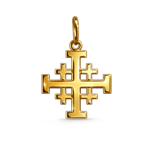 Cruz de Jesuralén Oro Amarillo 15x15mm lisa - Croci di caravaca