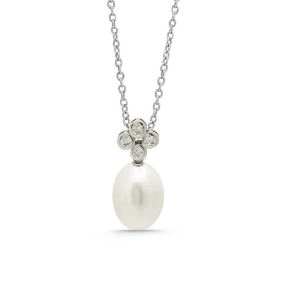 Diamonds and Pearl Pendant PEARLS LADY. - Diamond Necklaces
