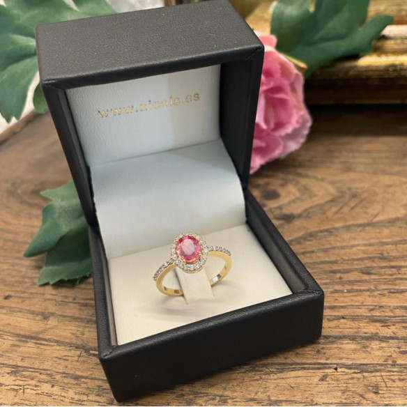 Anillo Zafiro Rosa Dalia Sunset 1.00 Oro Amarillo - Anillos de Zafiro