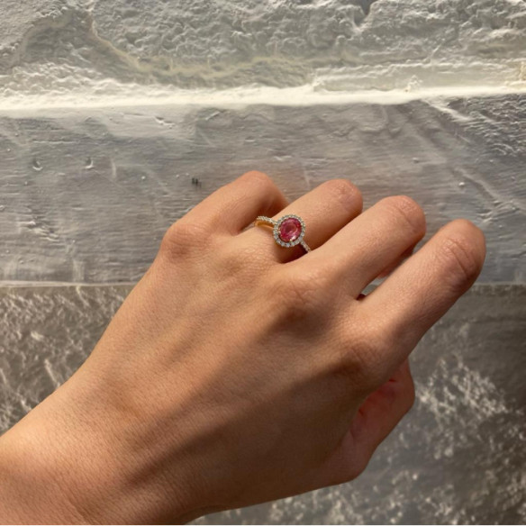 Anillo Zafiro Rosa Dalia Sunset 1.00 Oro Amarillo - Anillos de Zafiro
