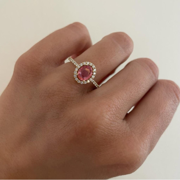 Anillo Zafiro Rosa Dalia Sunset 1.00 Oro Amarillo - Anillos de Zafiro