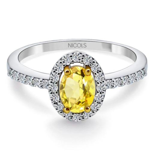 Anillo Zafiro Amarillo Dalia Sunset 0.60 - Anelli zaffiro