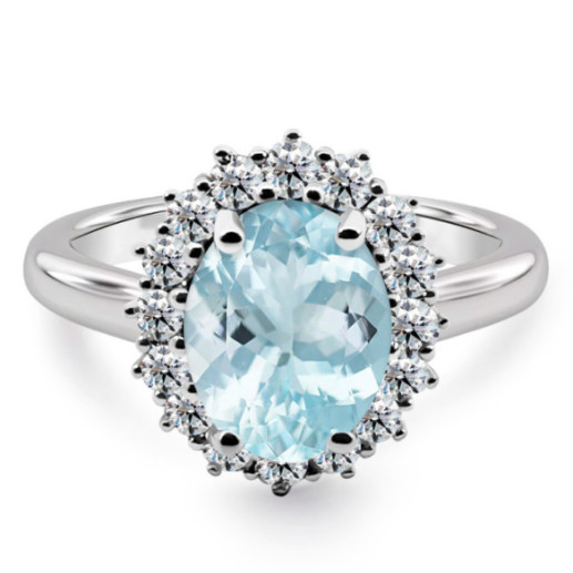 Aquamarine 1.80 and Diamond Ring Dalia - Rings other precious stones