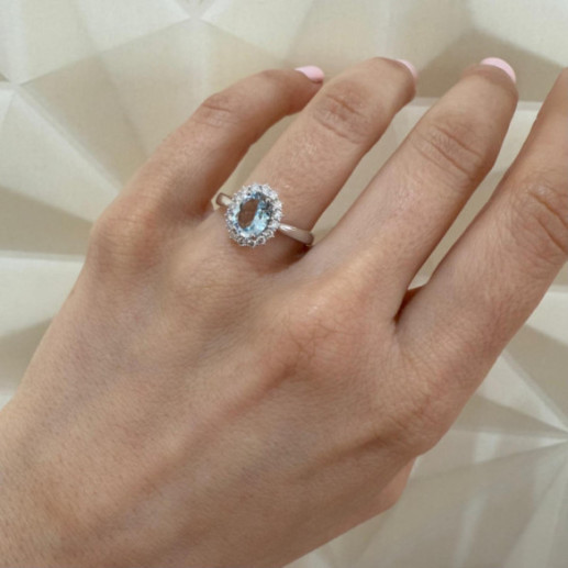 Aquamarine 1.80 and Diamond Ring Dalia - Rings other precious stones 2