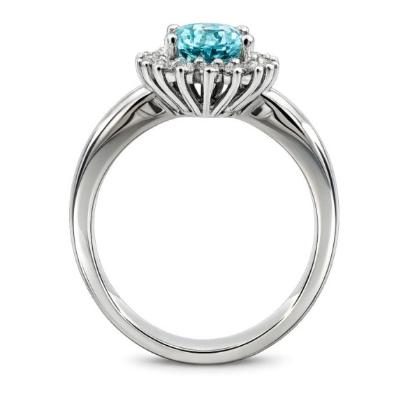 Anillo aguamarina 1,80 y diamantes Dalia - Anillos Otras Piedras Preciosas
