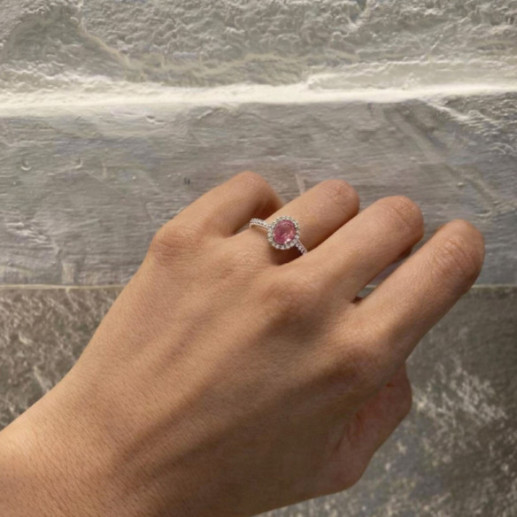 Anillo Zafiro Rosa y Diamantes Oro Blanco Dalia Sunset - Anéis de safira 2