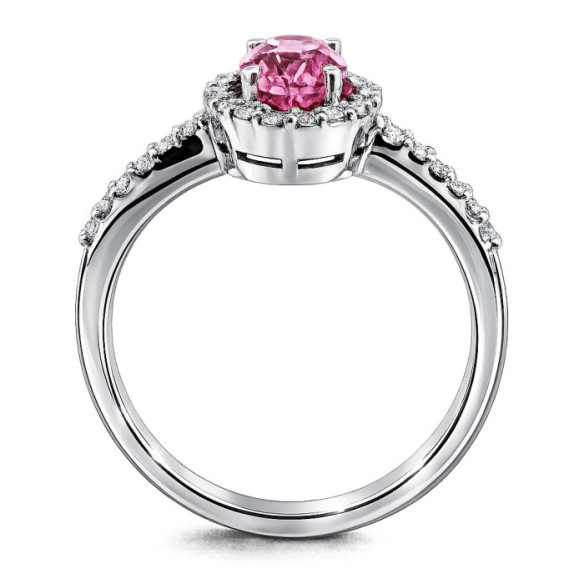 Pink Sapphire and Diamond Ring in White Gold Dahlia Sunset - Sapphire rings