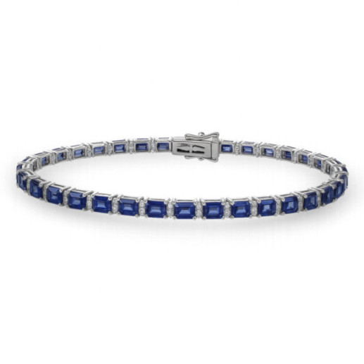 Pulsera Diamantes y Zafiros Riviere Oro Blanco Delphina - Pulseras Piedras Color