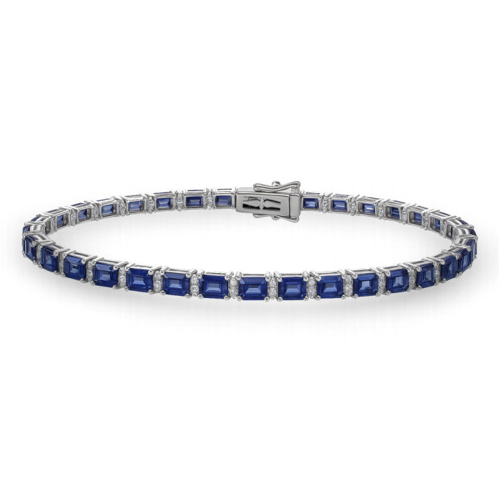 Pulsera Diamantes y Zafiros Riviere Oro Blanco Delphina - Pulseiras de cor de pedras