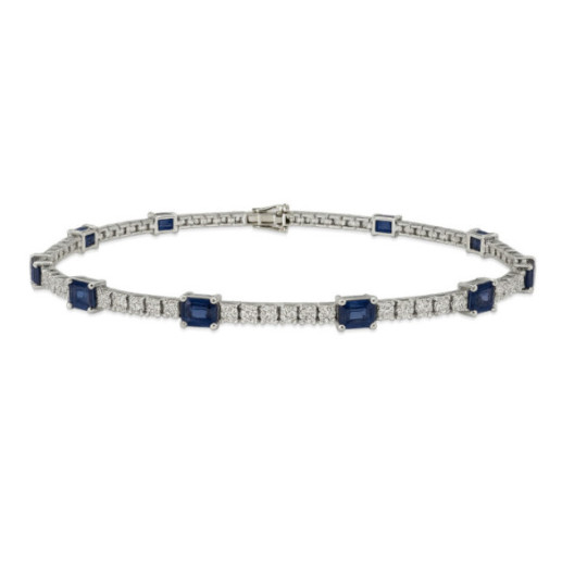 Pulsera Zafiros y Diamantes Riviere Oro Blanco Delphina - Bracelets de couleur de pierres