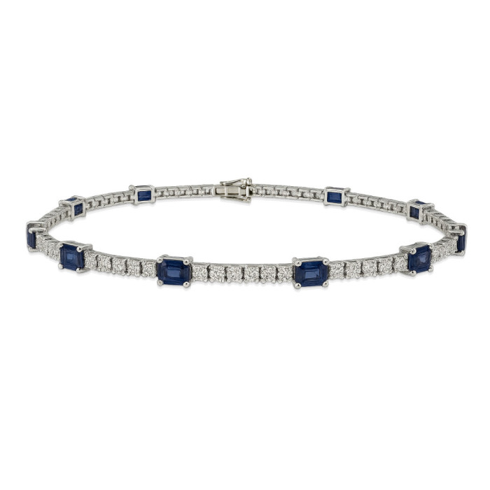 Pulsera Zafiros y Diamantes Riviere Oro Blanco Delphina - Pulseras Piedras Color
