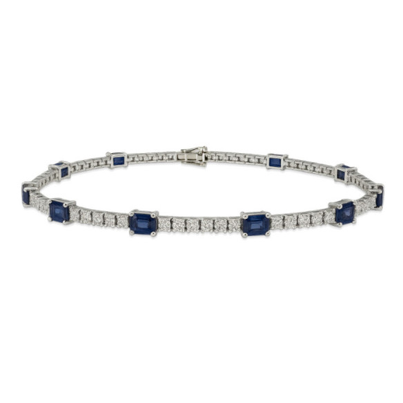 Pulsera Zafiros y Diamantes Riviere Oro Blanco Delphina - Steine Farbarmbänder