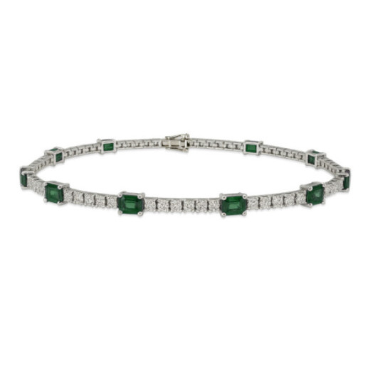 Pulsera Esmeraldas y Diamantes Riviere Oro Blanco Delphina - Pulseiras de cor de pedras