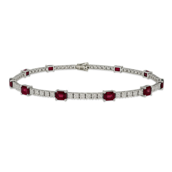 Pulsera Rubíes y Diamantes Riviere Oro Blanco Delphina - Pulseras Piedras Color