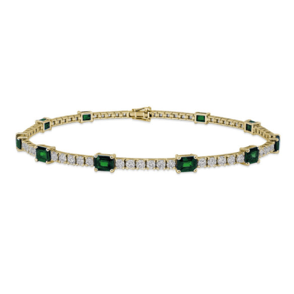 Pulsera Esmeraldas y Diamantes Riviere Oro Amarillo Delphina - Braccialetti colorati pietre