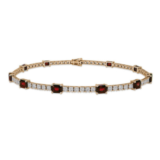 Pulsera Rubíes y Diamantes Riviere Oro Rosa Delphina - Pulseras Piedras Color