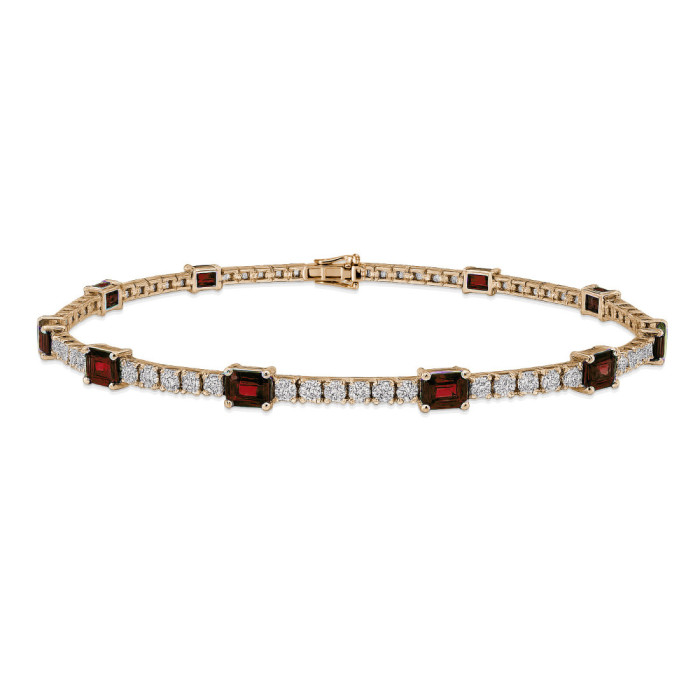Pulsera Rubíes y Diamantes Riviere Oro Rosa Delphina - Steine Farbarmbänder