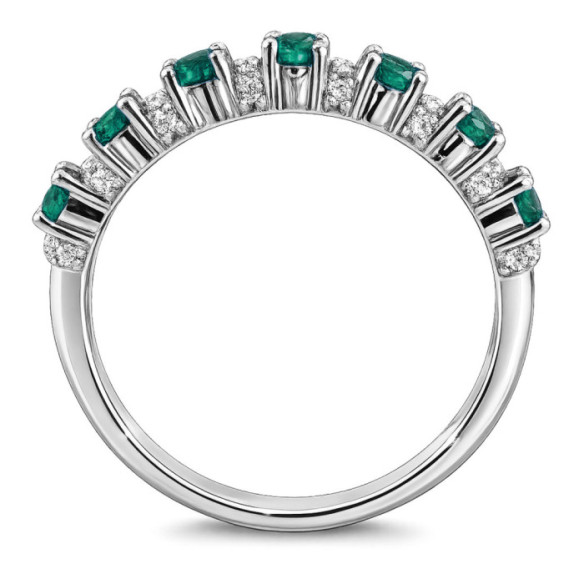 Anillo Diamantes Esmeraldas Oro Blanco Azalea - Anillos de Esmeralda