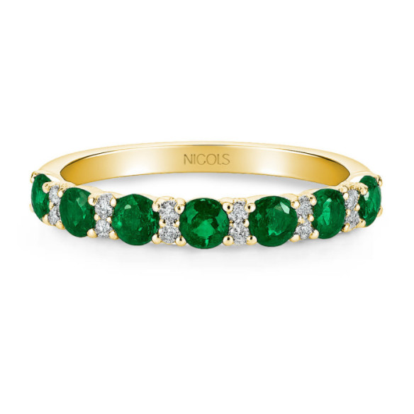 Anillo Diamantes Esmeraldas Oro Amarillo Azalea - Smaragdringe