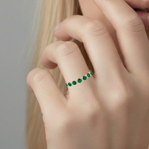 Anillo Diamantes Esmeraldas Oro Amarillo Azalea - Anillos de Esmeralda 2