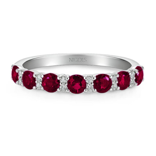 Anillo Diamantes Rubíes Oro Blanco Azalea - Anelli di rubino