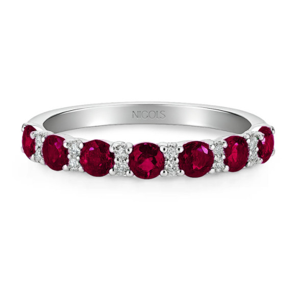 Anillo Diamantes Rubíes Oro Blanco Azalea - Anelli di rubino