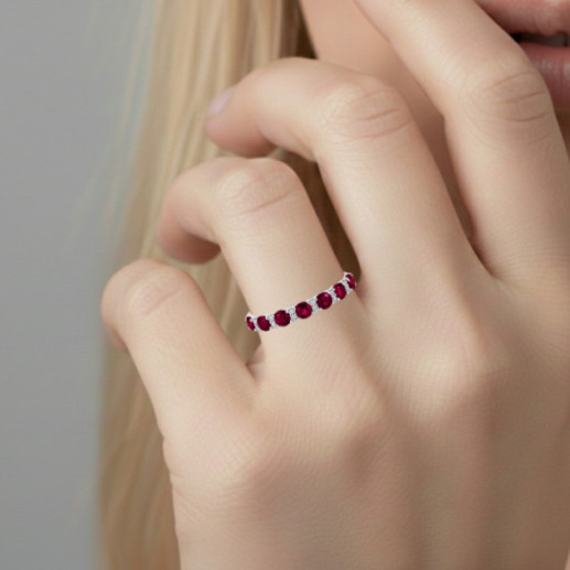 Anillo Diamantes Rubíes Oro Blanco Azalea - Bagues rubis 2
