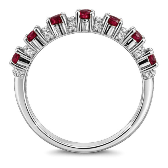Anillo Diamantes Rubíes Oro Blanco Azalea - Anillos de Rubí