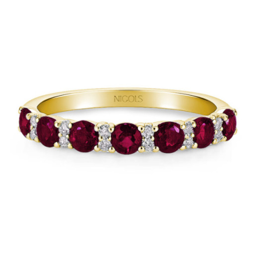 Anillo Diamantes Rubíes Oro Amarillo Azalea - Bagues rubis