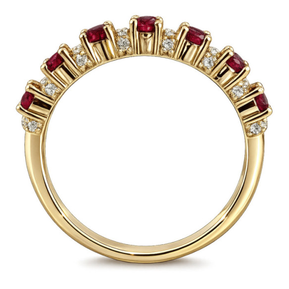 Anillo Diamantes Rubíes Oro Amarillo Azalea - Anillos de Rubí