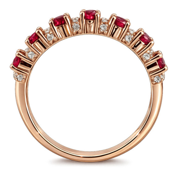 Anillo Diamantes Rubíes Oro Rosa Azalea - Anillos de Rubí